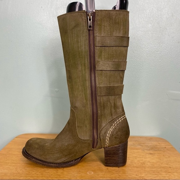 Bed Stu Green Buckle Heeled Boots Sz 8 - Picture 2 of 7